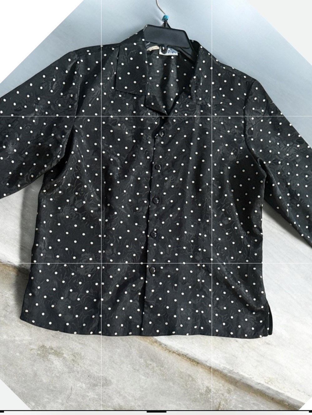 Anna Black Blouse with White Polka Dots!